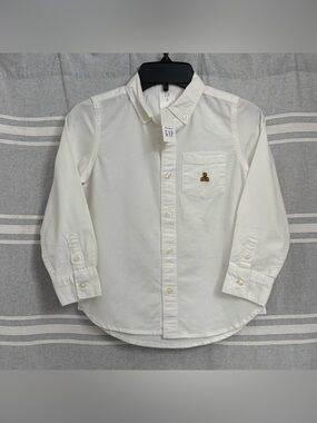 NWT Baby Gap Boys White Long Sleeve Button Down Shirt Size 5yrs